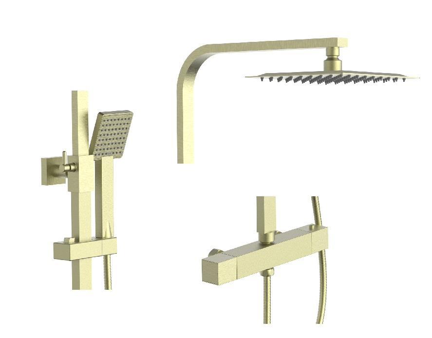 Aquarius RainLux Eco Square Adjustable Exposed Bar Shower System