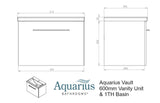 Aquarius Vault Single Drawer Vanity Unit and 1TH Basin Marine Blue