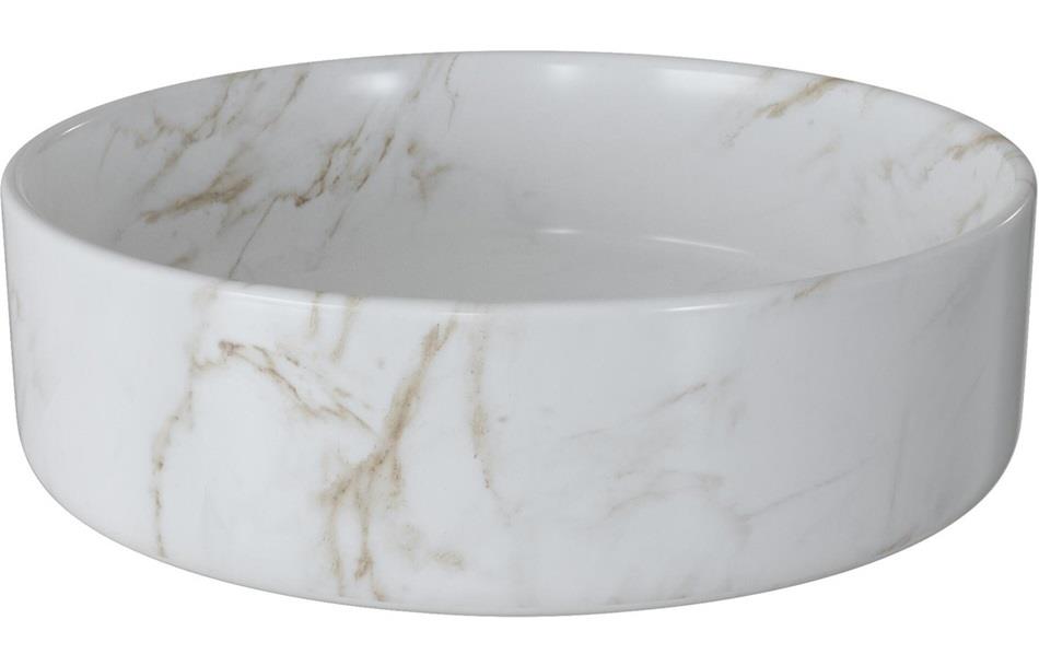 Aquarius V-Series 2 Round 0TH Vessel Wash Bowl 355mm Marble Effect AQVS0052