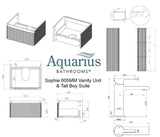 Aquarius Sophie 605mm Vanity Unit and Tall Boy Set with Finishes