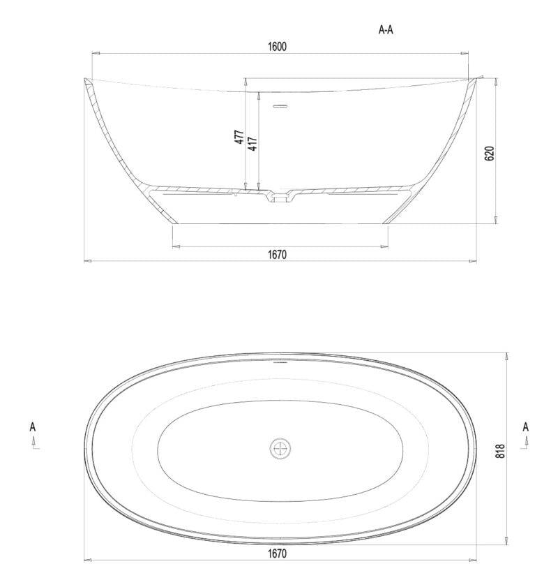 Aquarius Maggiore Freestanding Stone Bath in Gloss White 1670mm