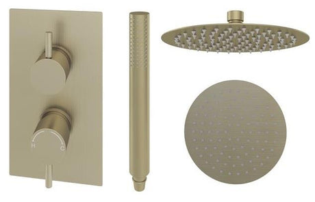 Aquarius Modern Round Shower Bundle Brushed Brass AQBND016