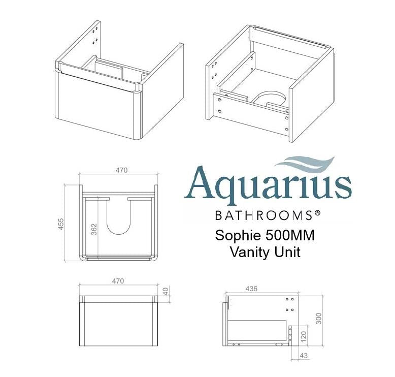 Aquarius Sophie Vanity Unit with 1 Taphole Basin