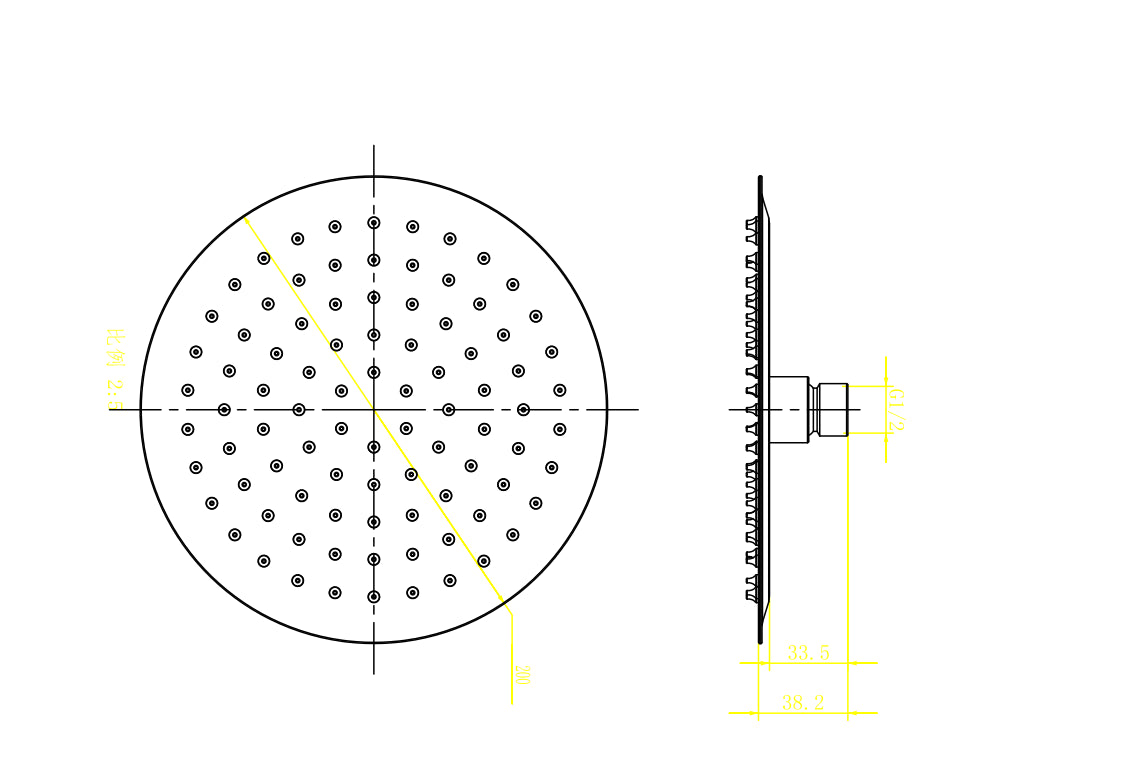 Aquarius Modern Round Over Head 8" Shower Head & Arm Brushed Brass AQ60102221