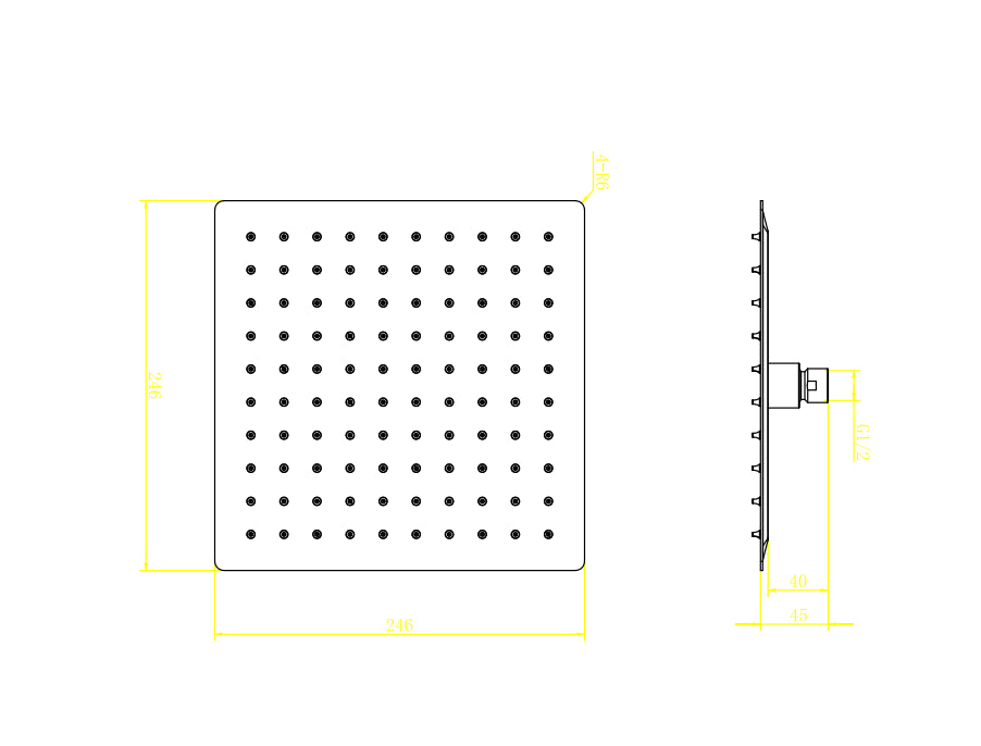 Aquarius Modern Square Over Head 200mm Shower Head & Arm Brushed Brass AQ60104241