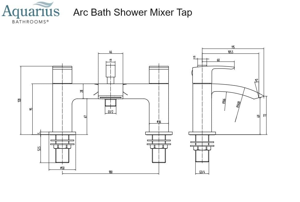 Aquarius Arc Bath Shower Mixer Tap inc Kit Brushed Brass AQAC04BB