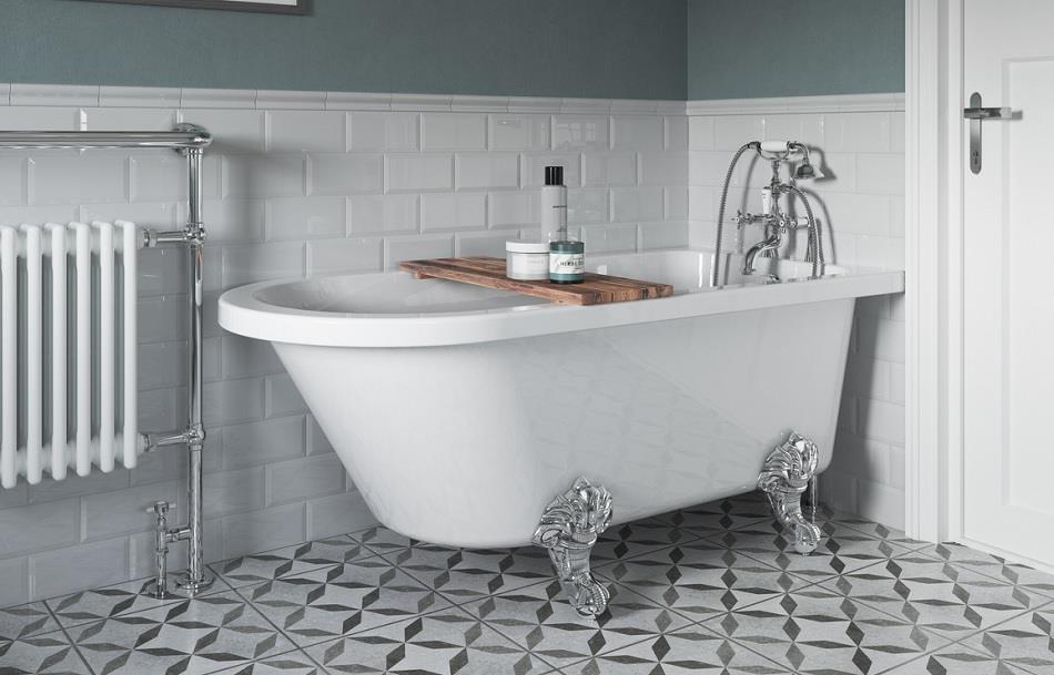 Aquarius Timeless Luxury Freestanding Corner 2TH Bath With Chrome Ravenclaw Feet 1700mm