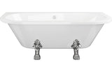 Aquarius Timeless Luxury Freestanding Back To Wall 2TH Bath With Chrome Lions Paw Feet 1700mm