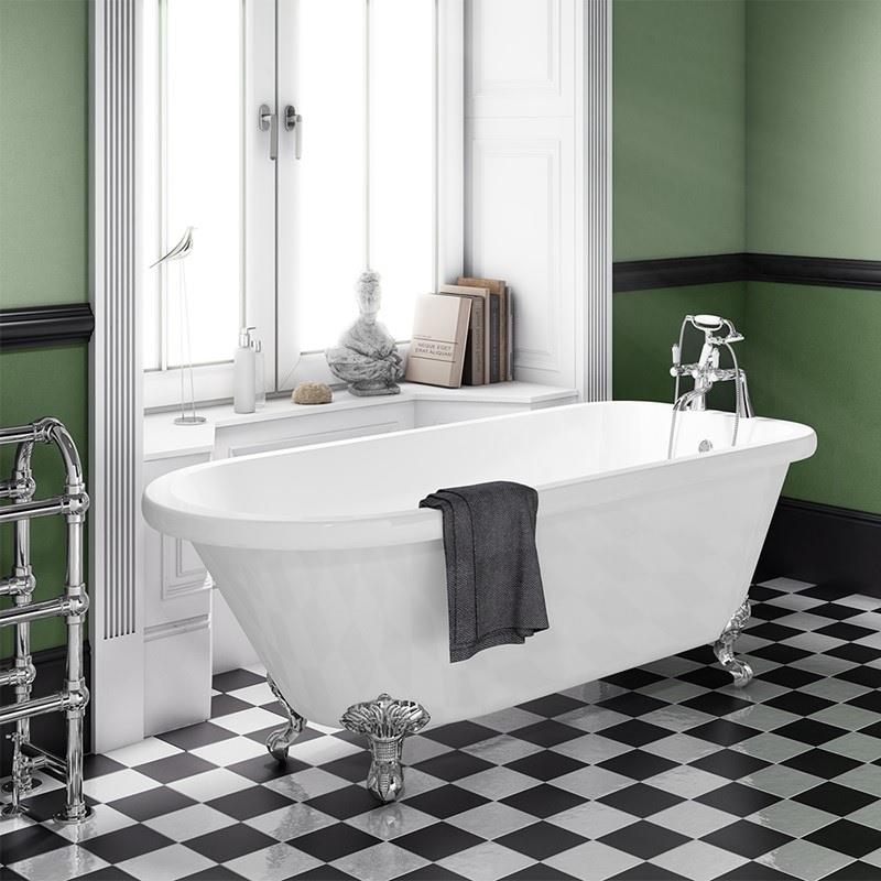 Cambridge Traditional Freestanding Bath 1470mm Inc Chrome Lions Paw Feet AQ9998