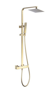 Aquarius RainLux Cool Touch Exposed Adjustable Height Square Shower Brushed Brass AQRL18BB