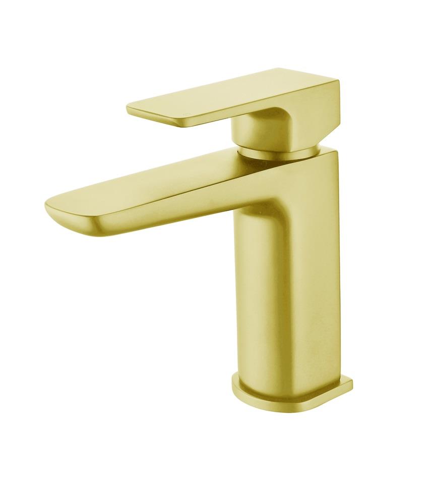 Aquarius Hydro Mini Mono Basin Mixer Tap inc Waste Brushed Brass AQHY07BB