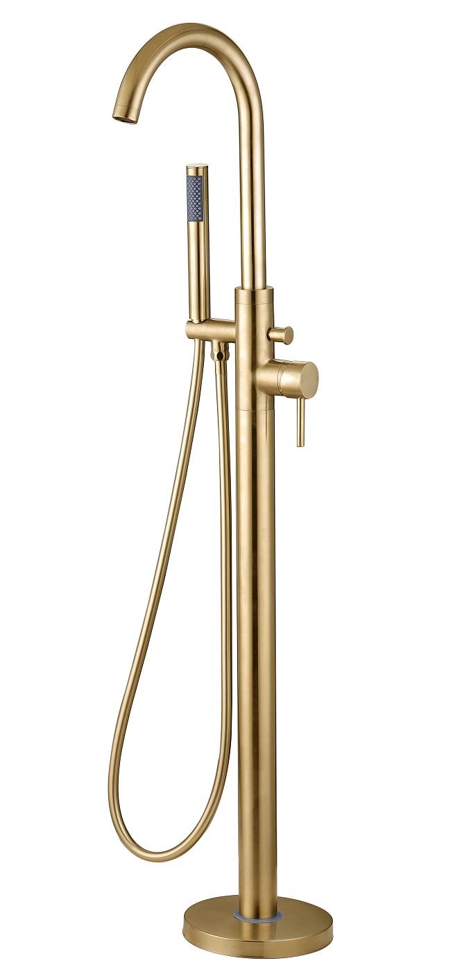 Aquarius Zanelli Floor Standing Bath Shower Mixer Brushed Brass AQ2999