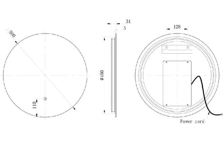 Aquarius Muse 500mm Round Back-Lit LED Mirror AQMU0024