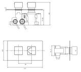 Aquarius Modern Square Thermostatic Two-Way Concealed Shower Valve Brushed Brass AQ601043