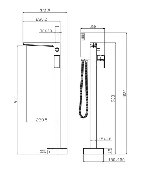 Aquarius Hydro Floor Mounted Bath Shower Mixer Tap inc Kit Chrome AQHY88CR