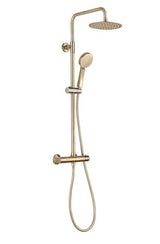 Aquarius Round Adjustable Thermostatic Shower & Kit Brushed Brass