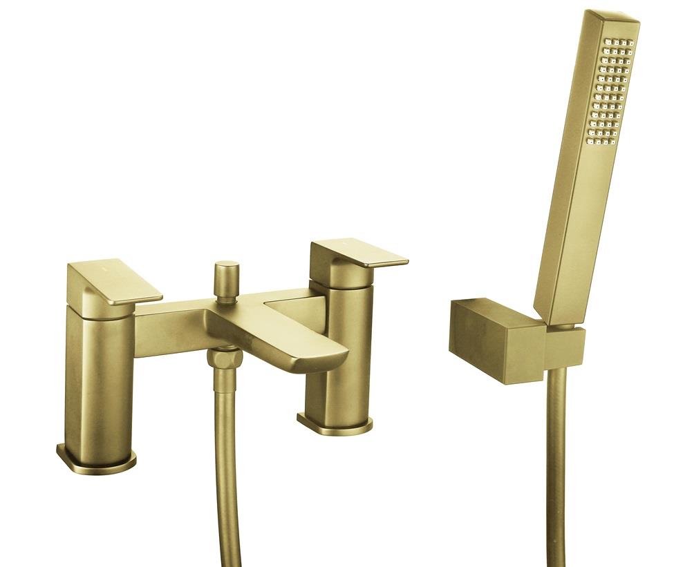 Aquarius Hydro Bath Shower Mixer Tap inc Kit Brushed Brass AQHY04BB