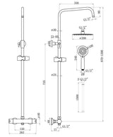 Aquarius Matt Black Exposed Thermostatic Bar Shower Overhead and Handheld Shower AQSH0694