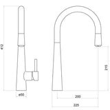 Aquarius TrueCook Series 9 Brushed Nickel Pull Out Single Lever Kitchen Mixer Tap AQTK009BN