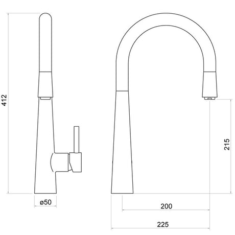 Aquarius TrueCook Series 9 Brushed Nickel Pull Out Single Lever Kitchen Mixer Tap AQTK009BN