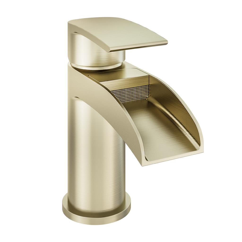 Aquarius Niagara Waterfall Basin Mono Tap inc Waste Brushed Brass AQ791016