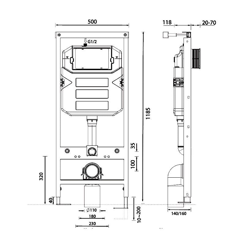 Aquarius Drake Wall Mounted WC Frame and Cistern