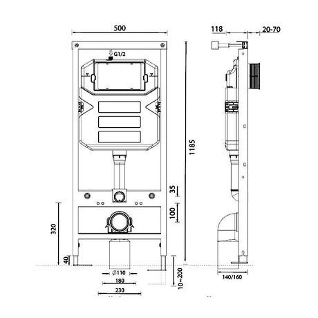 Aquarius Drake Wall Mounted WC Frame and Cistern