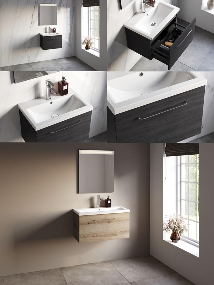 Aquarius Vault Single DrawerVanity Unit and 1TH Basin Steelwood