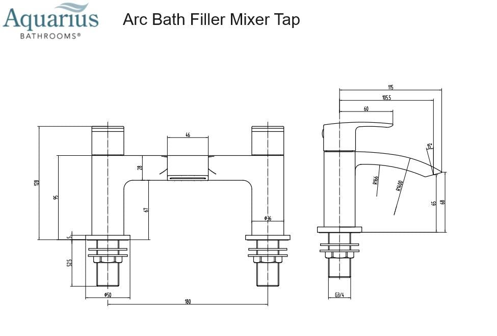 Aquarius Arc Bath Filler Mixer Tap Matt Black AQAC03MB