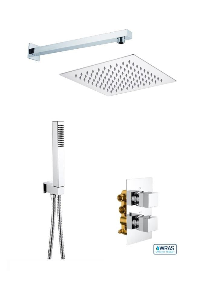 Aquarius RainLux Square Chrome 2 Outlet Shower Bundle AQRLKIT04CR