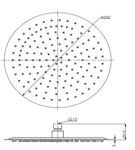 Aquarius RainLux 250MM Round Slim Shower Head Matt Black AQRL2525MB