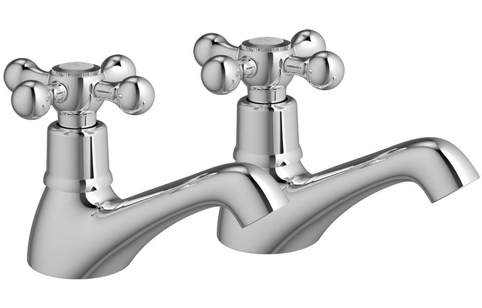 Aquarius Timeless Crosshead Bath Pillar Taps Chrome AQTM2232