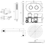 Aquarius RainLux Round Brushed Brass 2 Outlet Shower Bundle AQRLKIT03BB