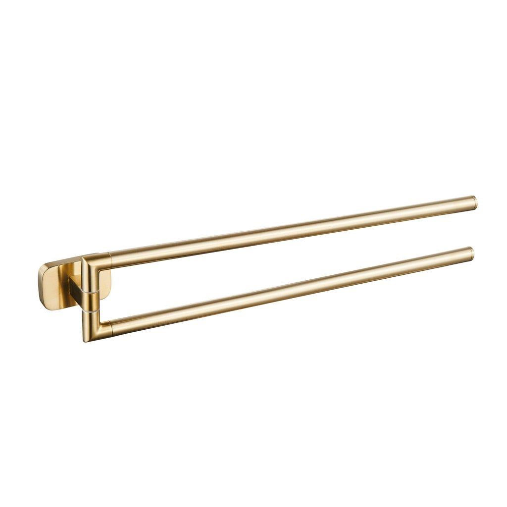 Aquarius Auro Double Split Towel Rail Brushed Brass AQAU52456