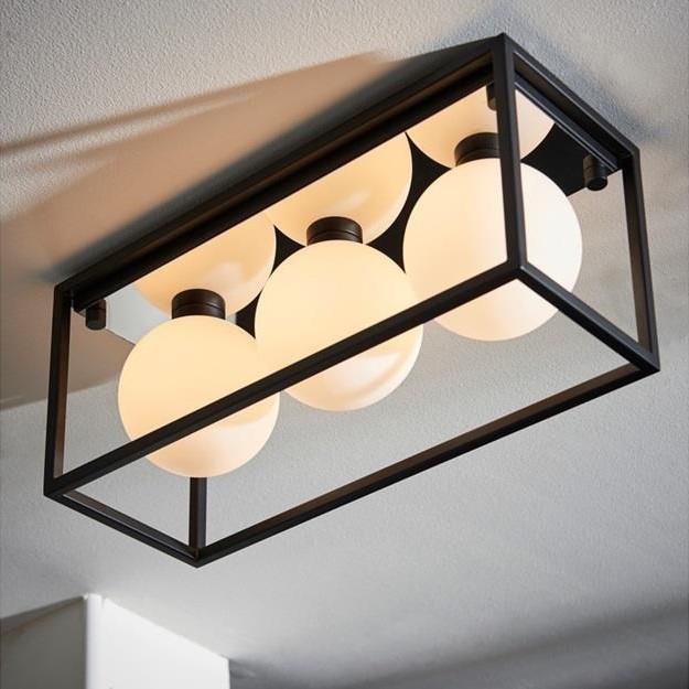 Aquarius Lumen Box Ceiling Light in Matt Black