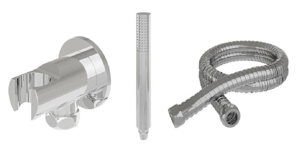 Aquarius Modern Round Wall Mounted Shower Kit with Outlet and Hose Chrome AQ601011123