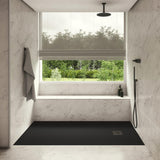 Aquarius Honiston Mineral Composite Slate Effect Shower Tray in Midnight Black