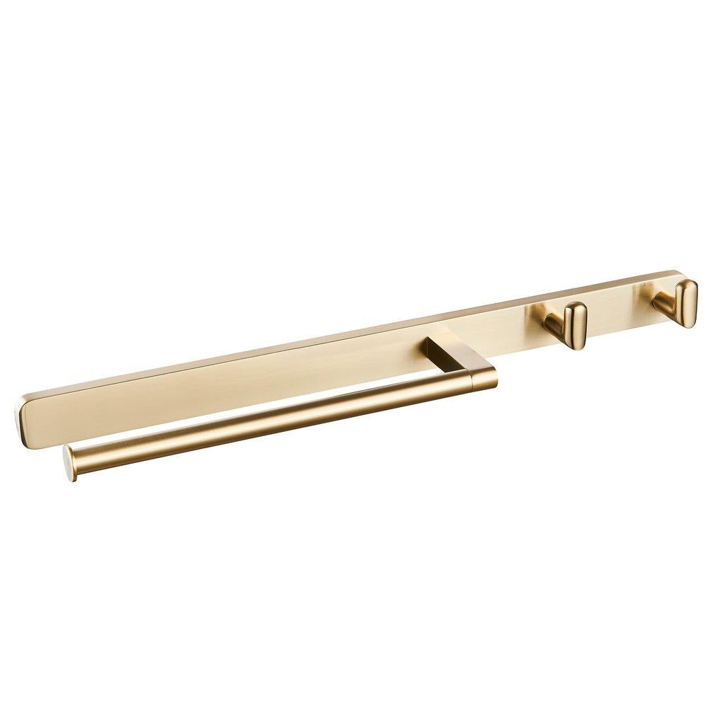 Aquarius Auro Towel Ring and Double Hook Brushed Brass AQAU52441