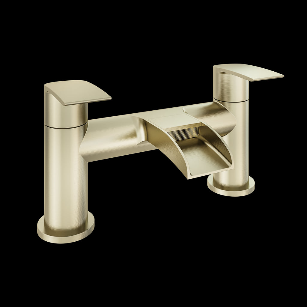 Aquarius Niagara Waterfall Bath Filler Tap Brushed Brass AQ791019