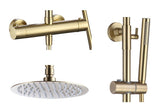 Aquarius RainLux Cool Touch Exposed Adjustable Height Round Shower Brushed Brass AQRL17BB