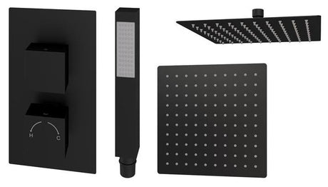 Aquarius Modern Square Shower Bundle Black AQBND018