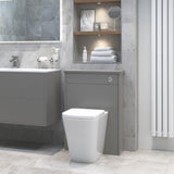 Aquarius Laura Rimless Back to Wall Short Projection WC in a contemporary Grey bathrooms