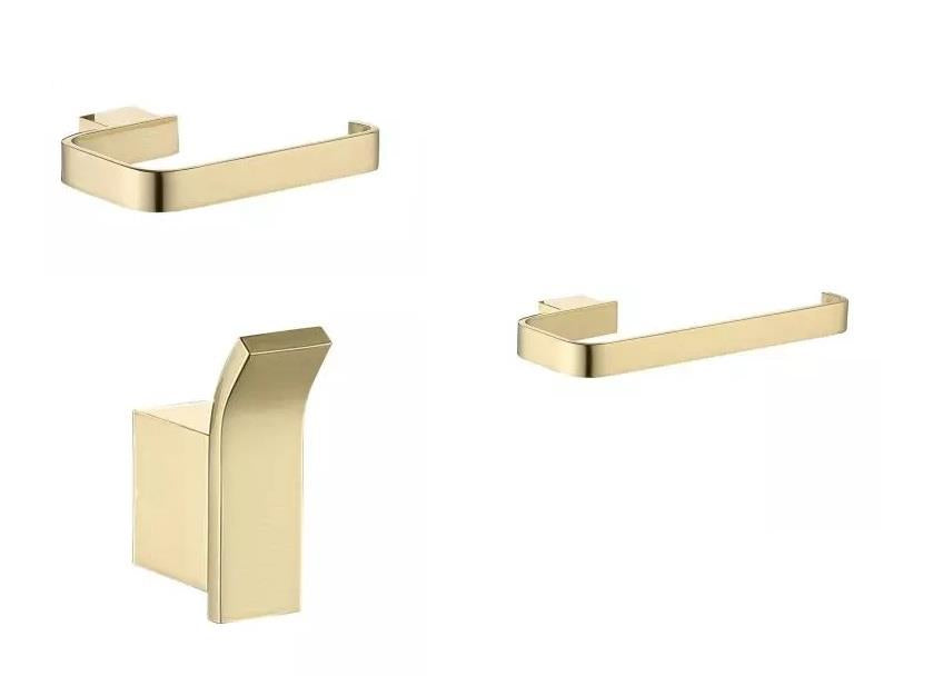 Aquarius FT 3 Piece Bathroom Accessory Pack Brushed Brass AQFT3PACKBB