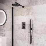 Aquarius Modern Round Shower Bundle Black AQBND015