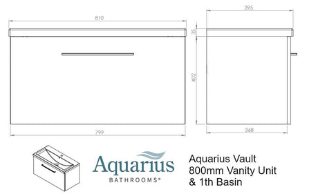 Aquarius Vault Single DrawerVanity Unit and 1TH Basin Steelwood