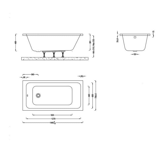 Aquarius Aaron Single Ended Standard Bath