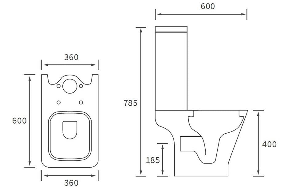 Aquarius Sequoia Close Coupled Open Back WC Toilet With Slim Soft Close Seat AQSQ0170