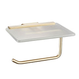 Aquarius Auro Toilet Roll Holder with Glass Shelf Brushed Brass AQAU52444