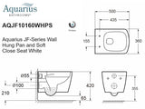 Aquarius JF-Series Wall Hung Pan and Soft Close Seat White