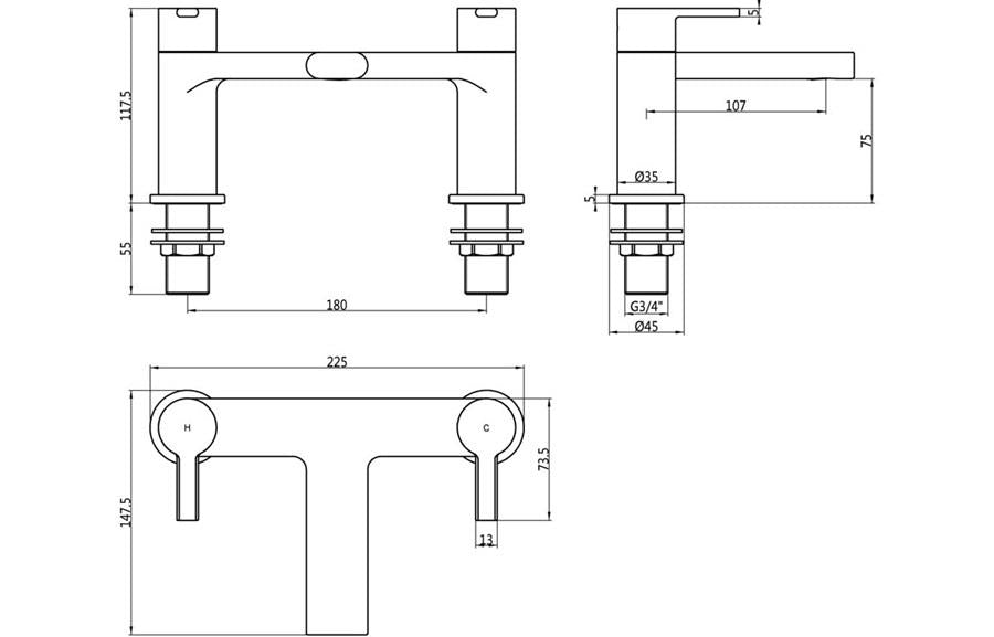 Aquarius Evolution Bath Filler Tap Chrome AQEV1122